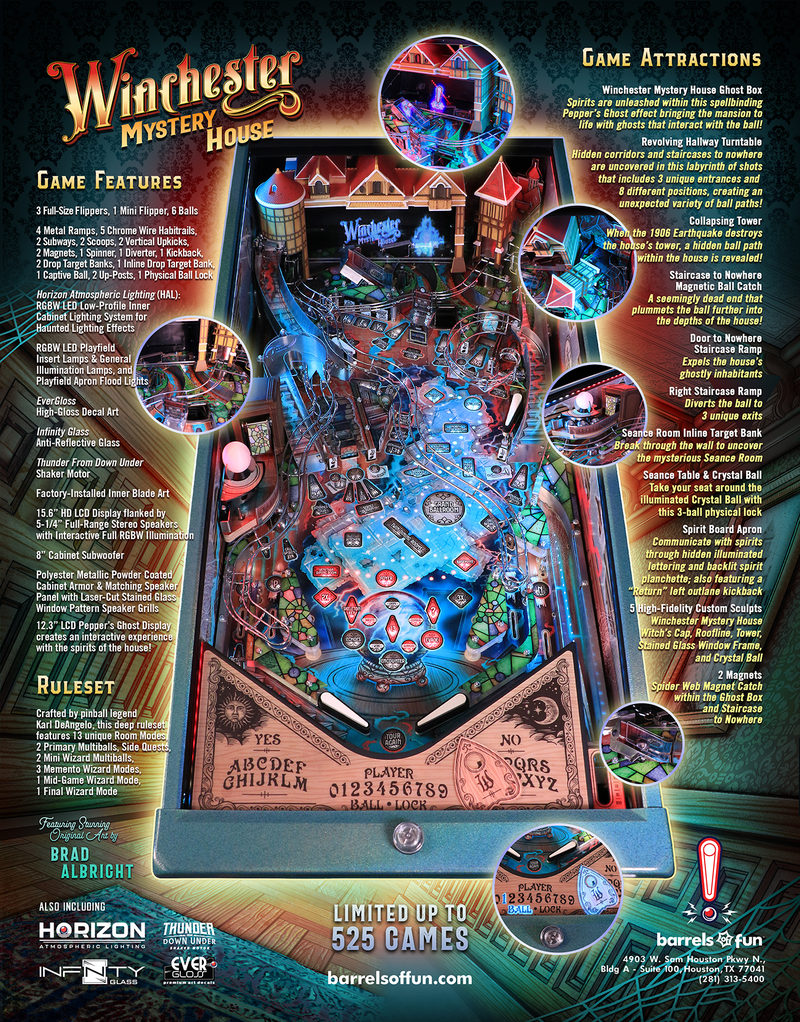 Winchester Mystery House Pinball Machine - Deposit