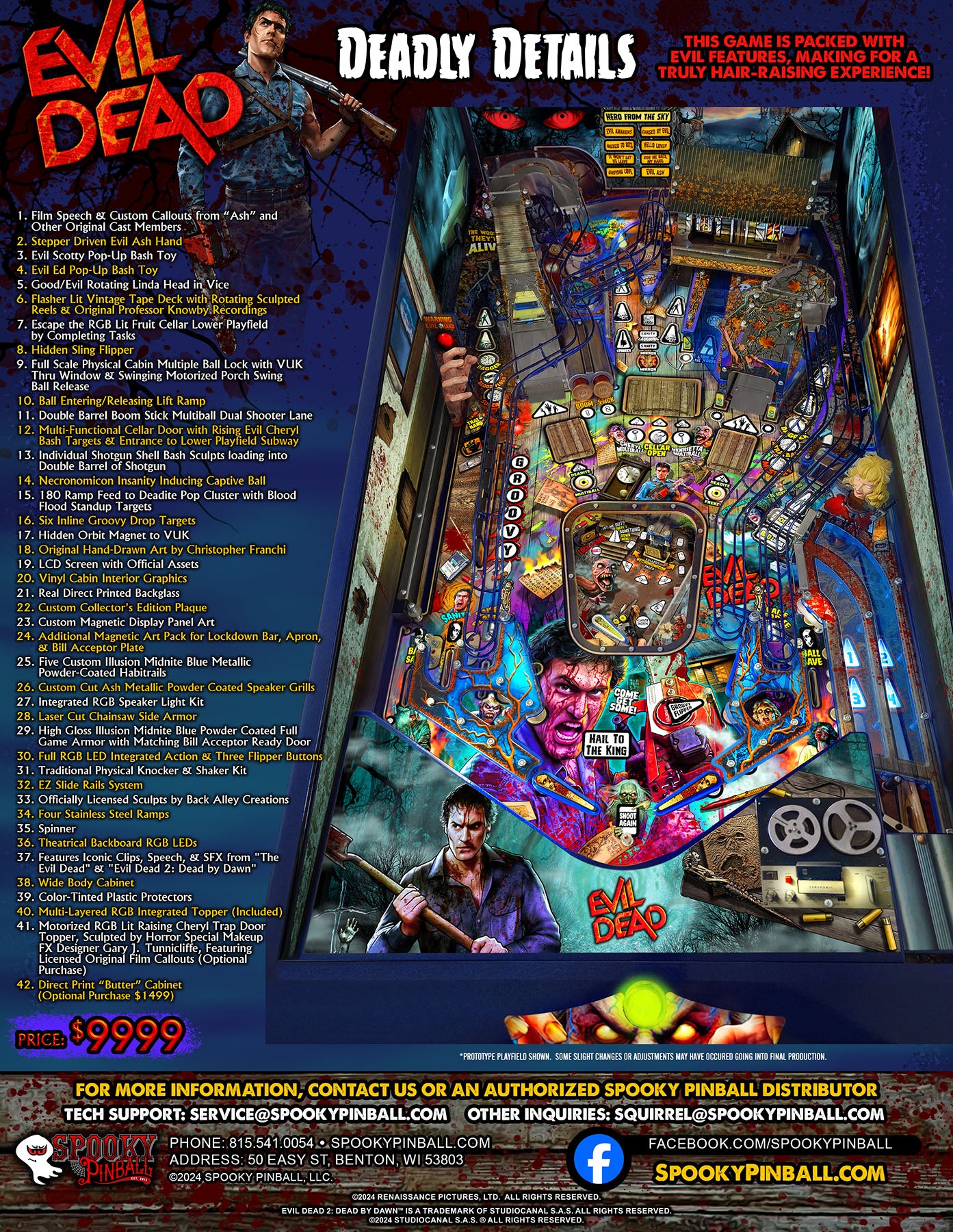 The Evil Dead Collector's Edition Pinball Machine by Spooky Pinball